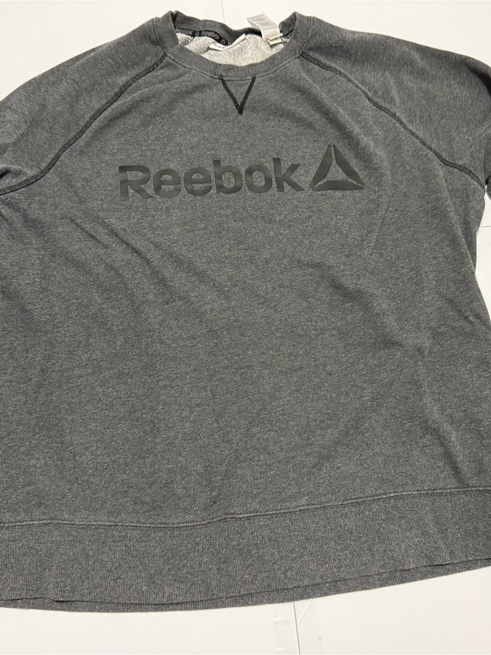 Reebok Men’s Charcoal Gray Logo Crewneck Sweatshirt